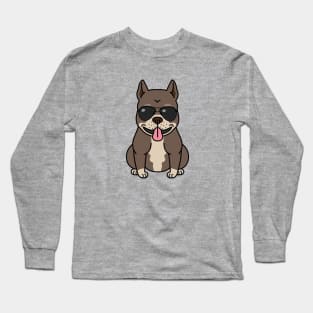 Funny Bulldog Wearing Sun Glasses Long Sleeve T-Shirt